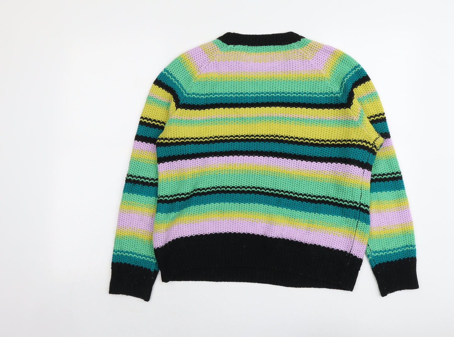 Very Womens Multicoloured Round Neck Striped Acrylic Pullover Jumper Size 12