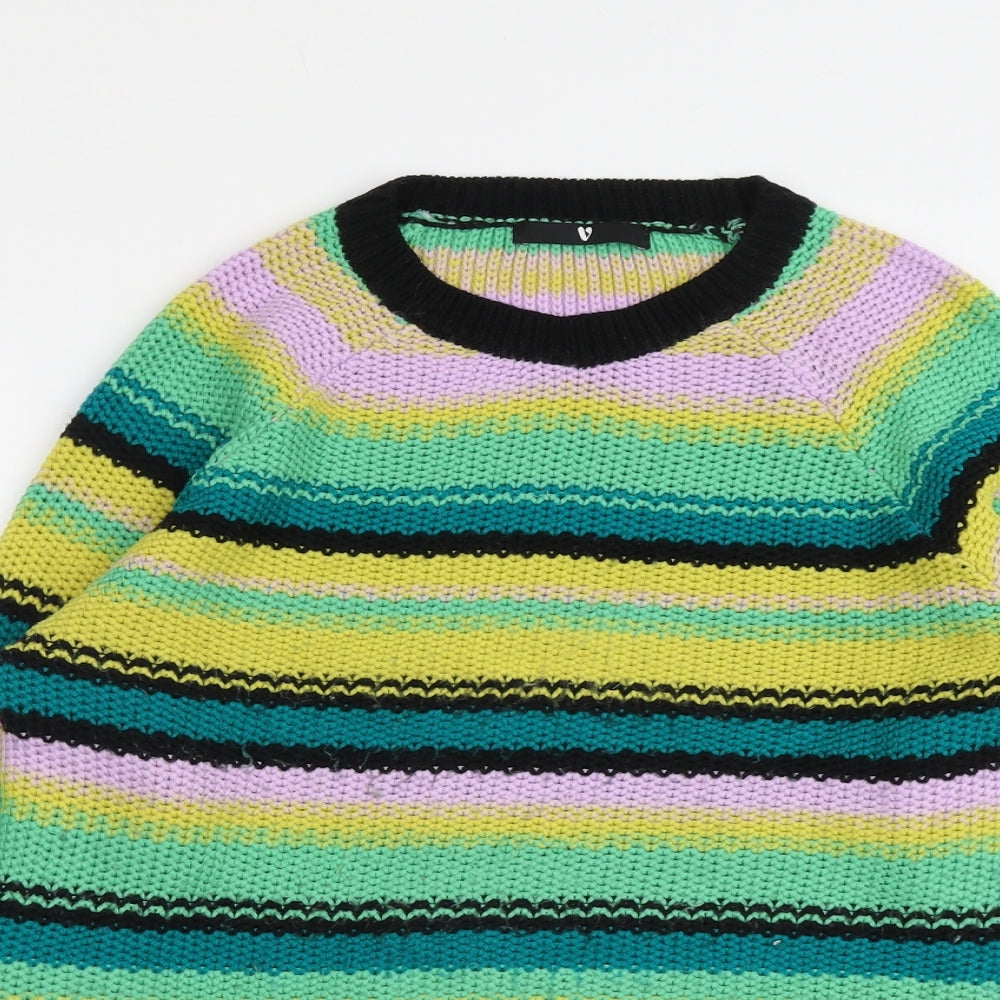 Very Womens Multicoloured Round Neck Striped Acrylic Pullover Jumper Size 12