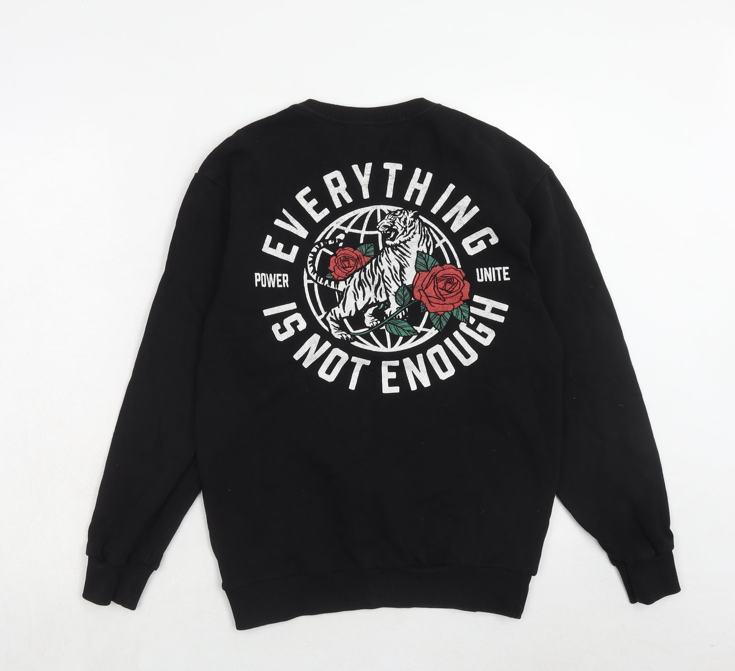 H&M Mens Black Cotton Pullover Sweatshirt Size XS - Slogan