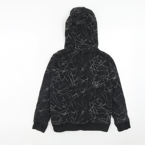NEXT Boys Black Geometric Cotton Full Zip Hoodie Size 9 Years Zip