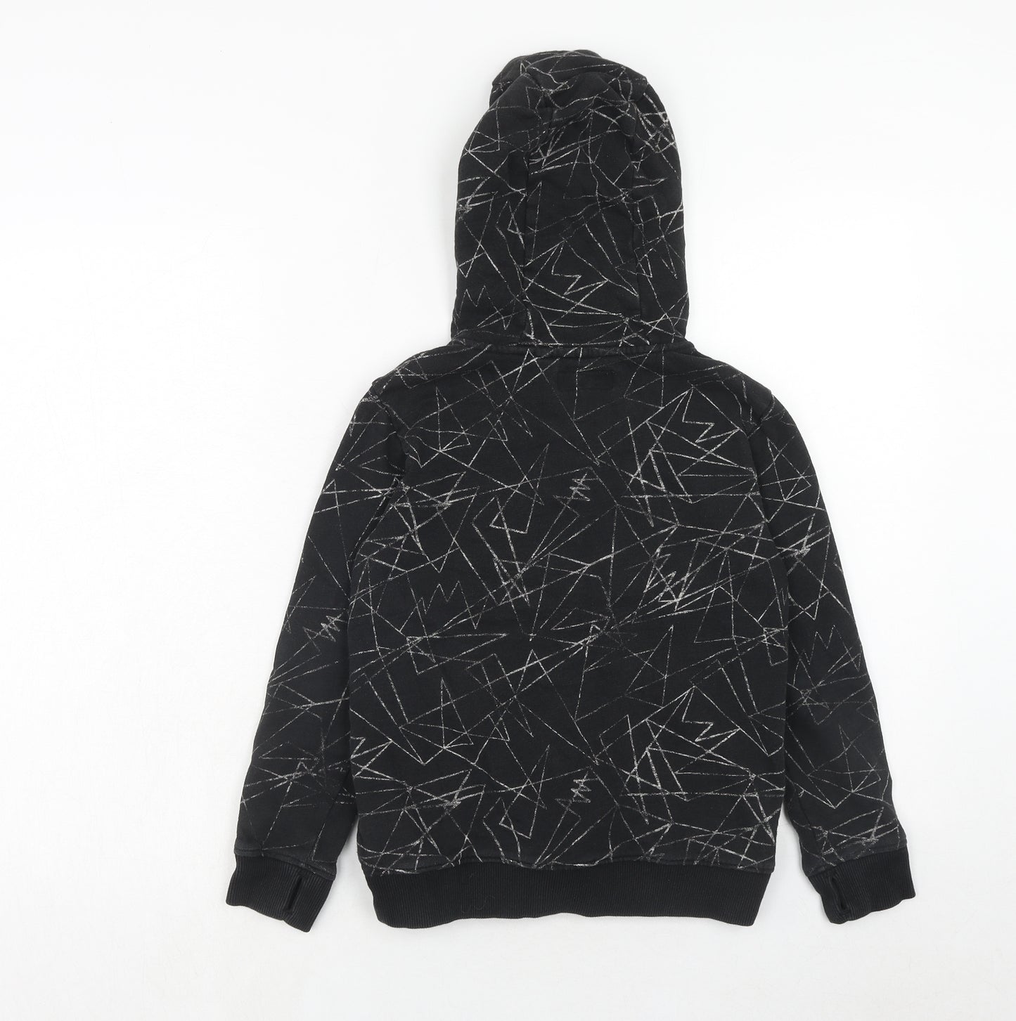 NEXT Boys Black Geometric Cotton Full Zip Hoodie Size 9 Years Zip