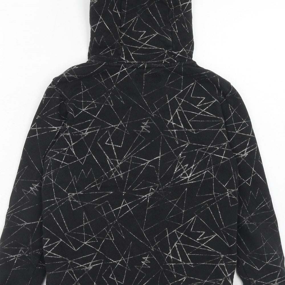 NEXT Boys Black Geometric Cotton Full Zip Hoodie Size 9 Years Zip