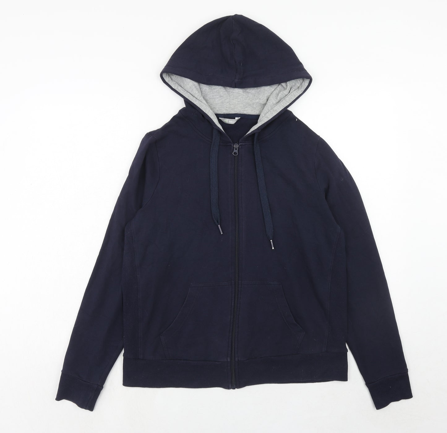 Marks and Spencer Womens Blue Cotton Full Zip Hoodie Size 16 Zip