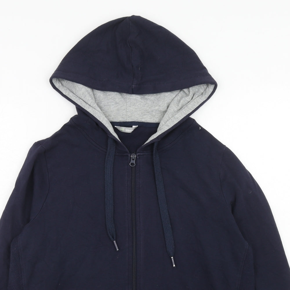 Marks and Spencer Womens Blue Cotton Full Zip Hoodie Size 16 Zip