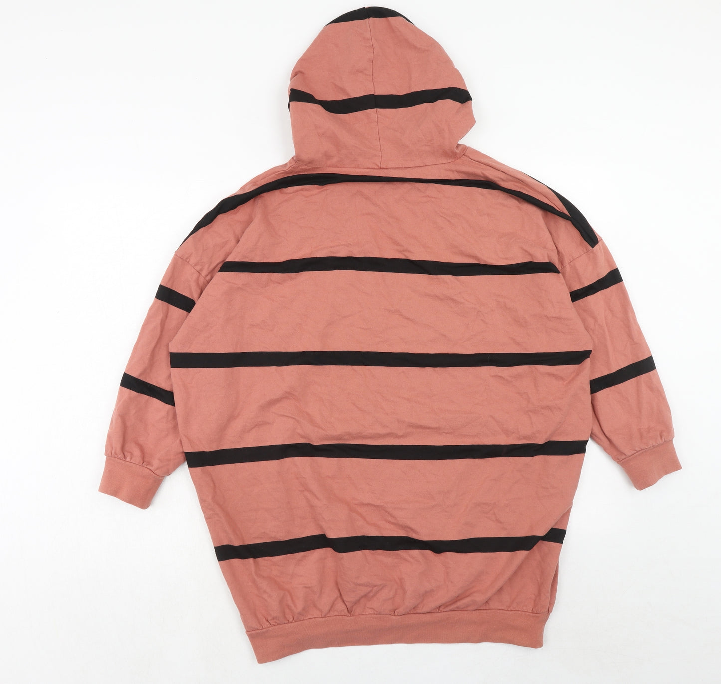ASOS Womens Pink Striped Cotton Pullover Hoodie Size 10 Pullover
