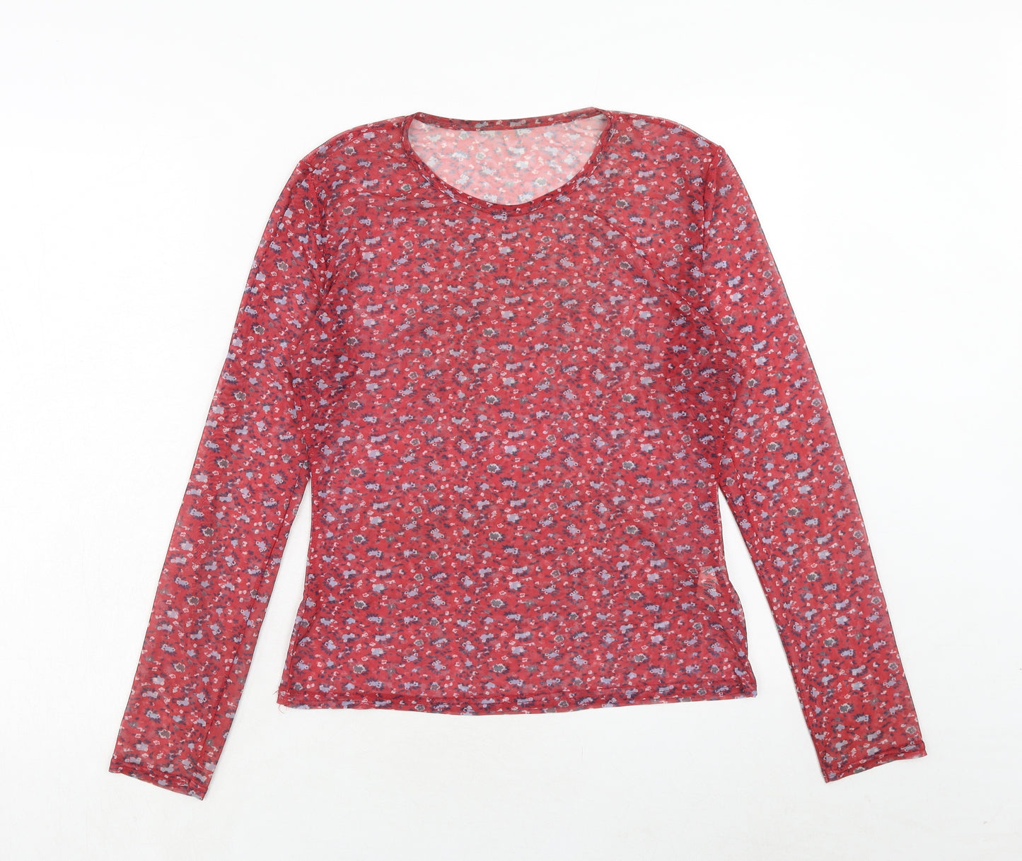 Daisy Street Womens Red Geometric Polyester Basic T-Shirt Size 16 Round Neck