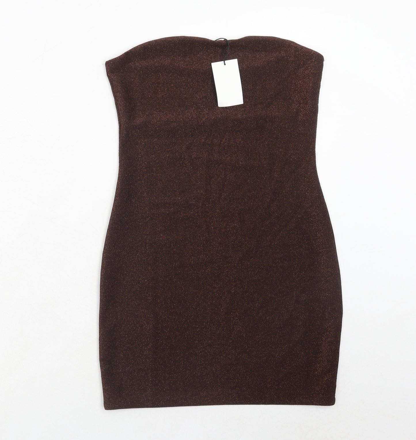 H&M Womens Brown Polyester Bodycon Size 10 Off the Shoulder Pullover
