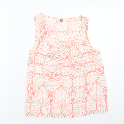 Saint Tropez Clothing Womens Pink Geometric Viscose Basic Tank Size XS Scoop Neck