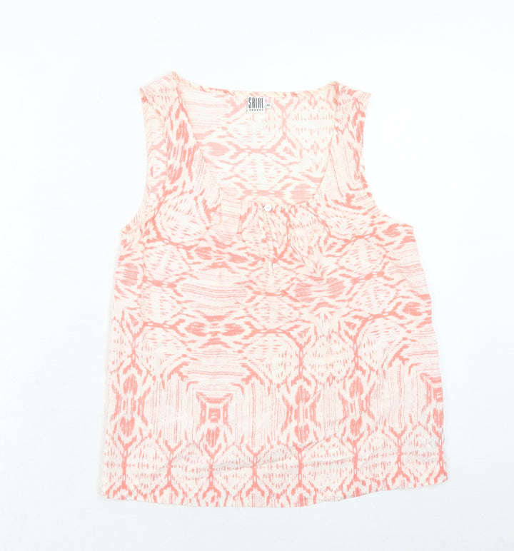 Saint Tropez Clothing Womens Pink Geometric Viscose Basic Tank Size XS Scoop Neck
