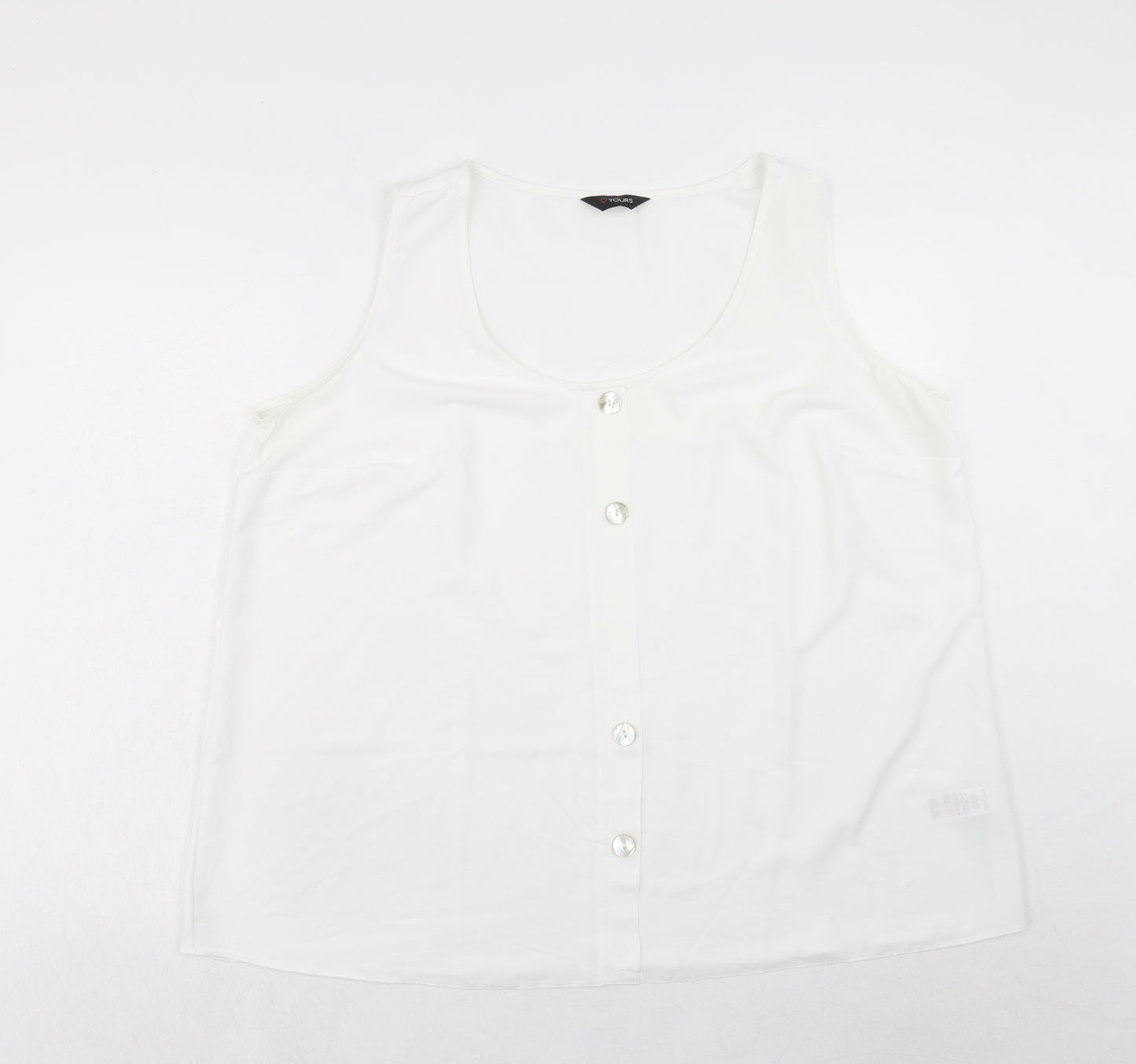 Yours Womens White Polyester Basic Tank Size 24 Scoop Neck