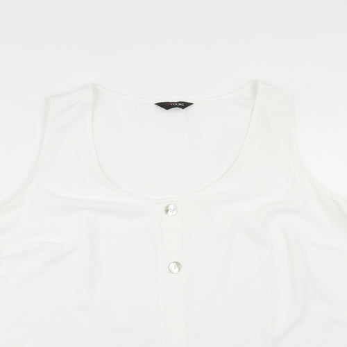 Yours Womens White Polyester Basic Tank Size 24 Scoop Neck