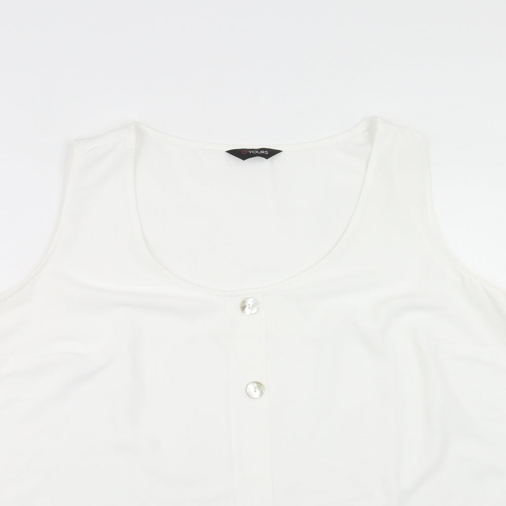 Yours Womens White Polyester Basic Tank Size 24 Scoop Neck