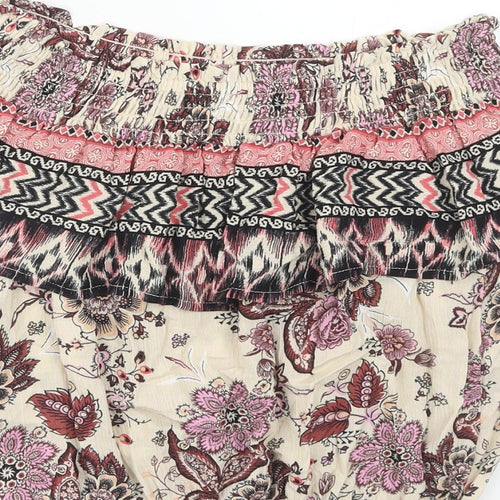 New Look Womens Multicoloured Geometric Viscose Basic Blouse Size 8 Off the Shoulder