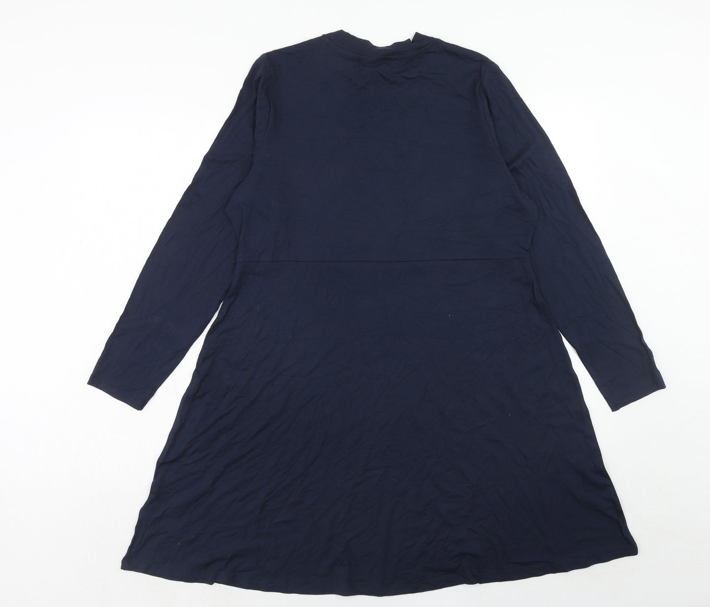 Marks and Spencer Womens Blue Viscose Skater Dress Size 16 Round Neck Pullover