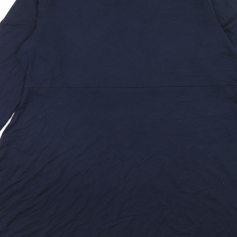 Marks and Spencer Womens Blue Viscose Skater Dress Size 16 Round Neck Pullover