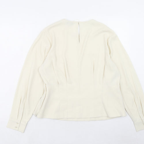 Marks and Spencer Womens Ivory Polyester Basic Blouse Size 18 Round Neck
