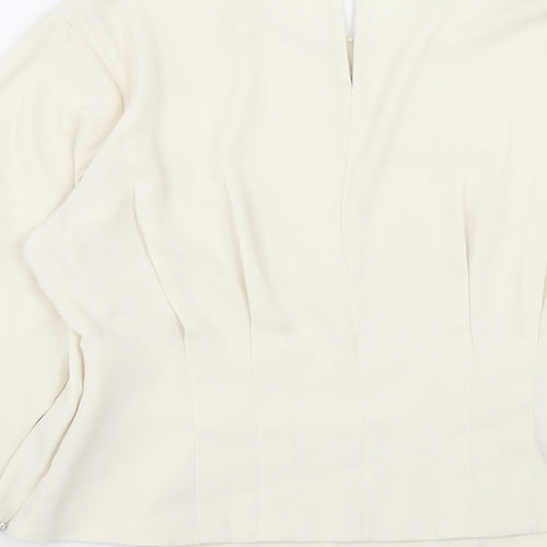 Marks and Spencer Womens Ivory Polyester Basic Blouse Size 18 Round Neck