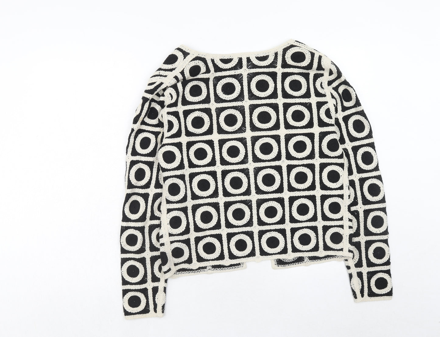 River Island Womens Black V-Neck Geometric Cotton Cardigan Jumper Size M
