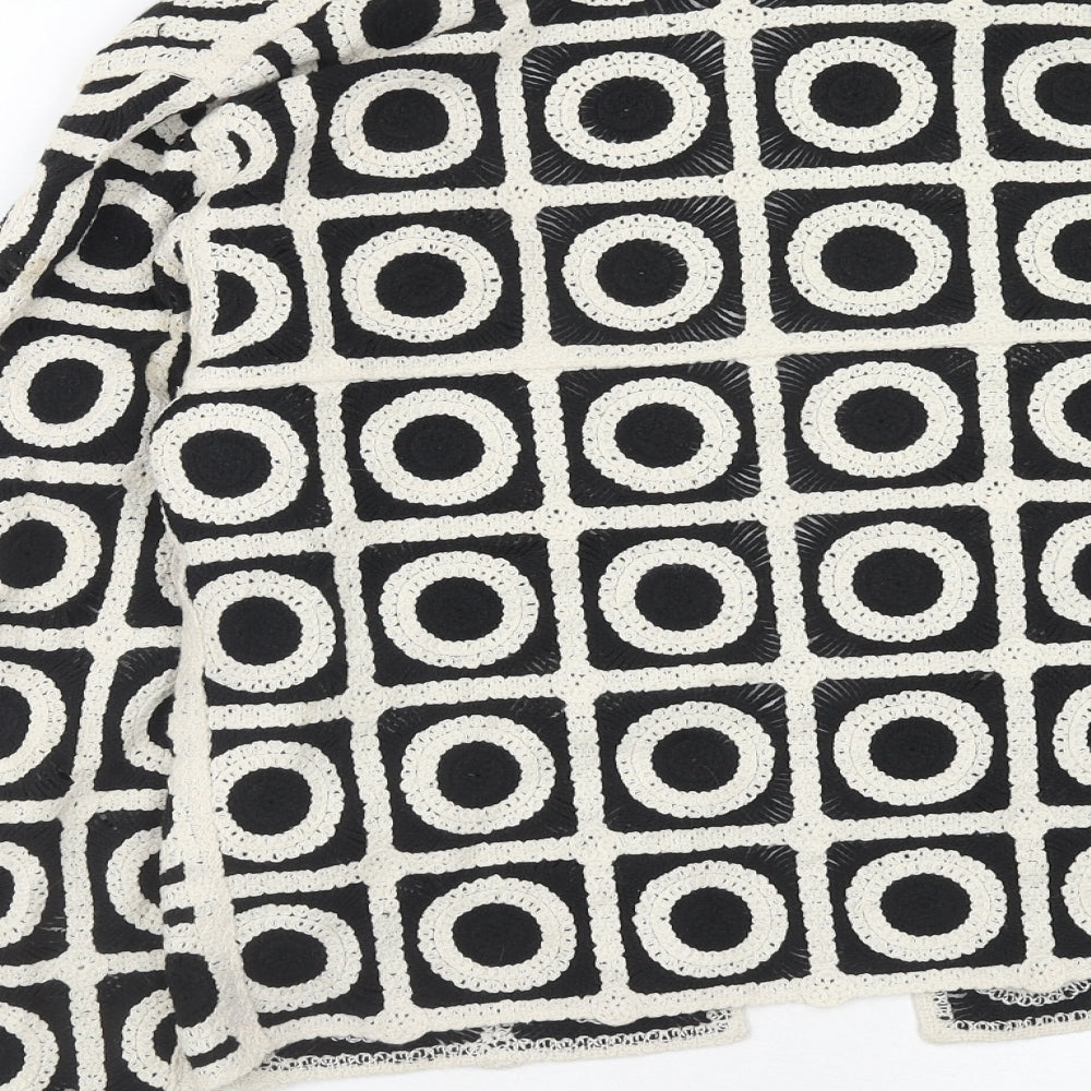 River Island Womens Black V-Neck Geometric Cotton Cardigan Jumper Size M