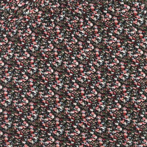 Carl Ann Womens Black Floral Viscose Basic T-Shirt Size 18 Round Neck
