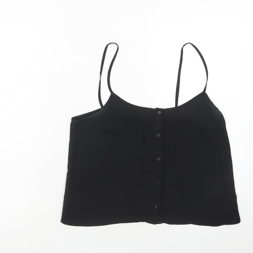 Topshop Womens Black Polyester Basic Tank Size 12 Round Neck
