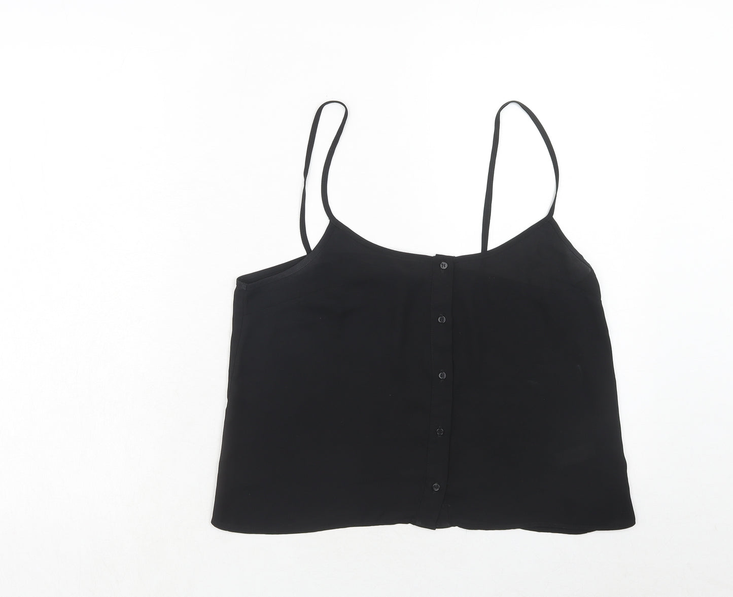 Topshop Womens Black Polyester Basic Tank Size 12 Round Neck