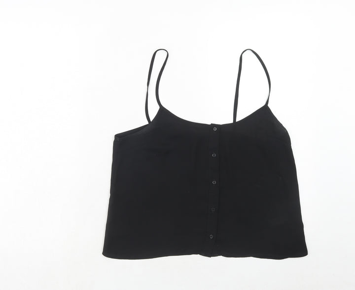 Topshop Womens Black Polyester Basic Tank Size 12 Round Neck