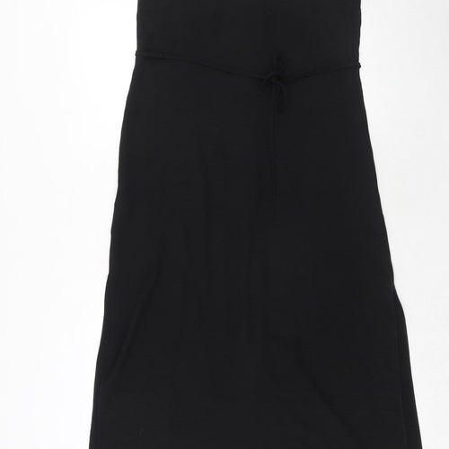 Miss Selfridge Womens Black Polyester Slip Dress Size 10 V-Neck Button