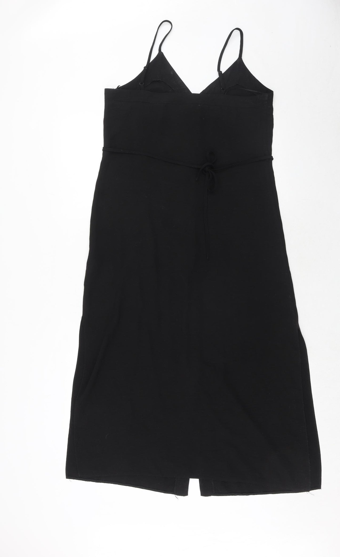 Miss Selfridge Womens Black Polyester Slip Dress Size 10 V-Neck Button