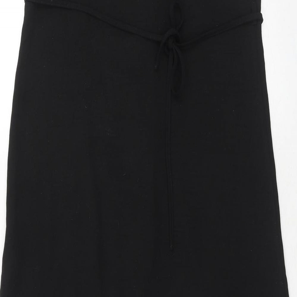 Miss Selfridge Womens Black Polyester Slip Dress Size 10 V-Neck Button