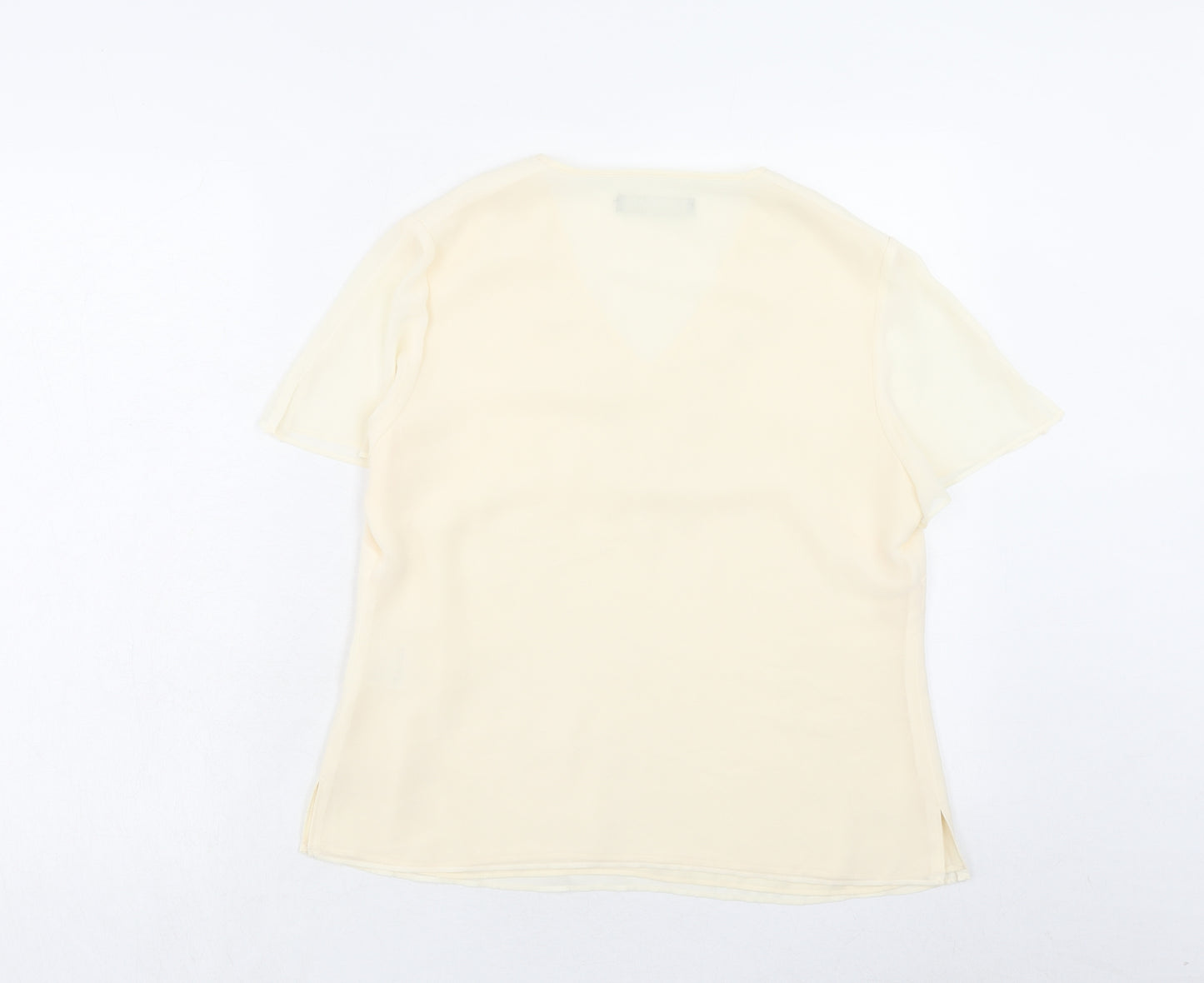 Jacques Vert Womens Ivory Polyester Basic Blouse Size 12 V-Neck
