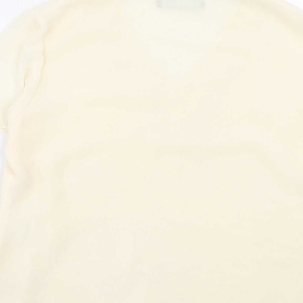 Jacques Vert Womens Ivory Polyester Basic Blouse Size 12 V-Neck