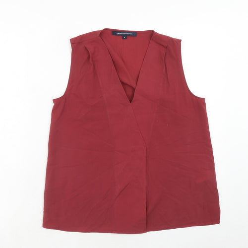 French Connection Womens Red Polyester Basic Tank Size S V-Neck