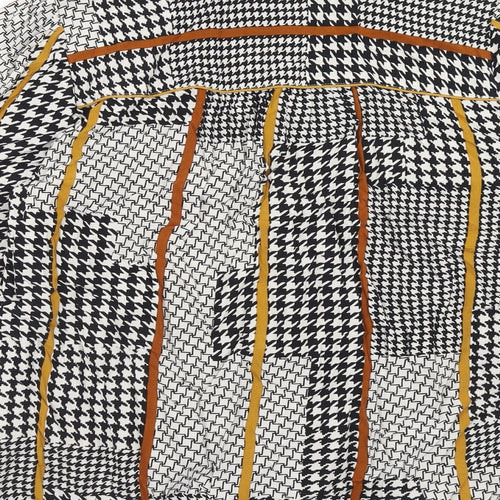 Y-A-S Womens Brown Geometric Viscose Basic Button-Up Size XL Collared