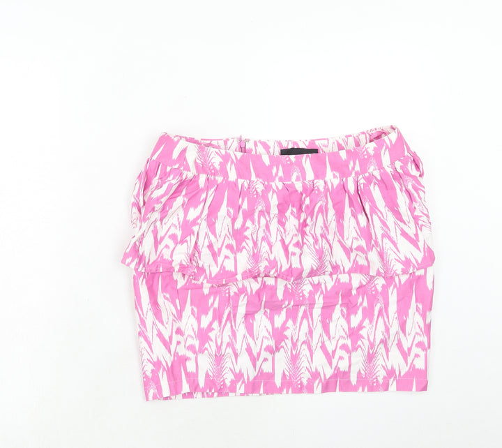 VERO MODA Womens Pink Geometric Cotton Bandage Skirt Size 12 Zip