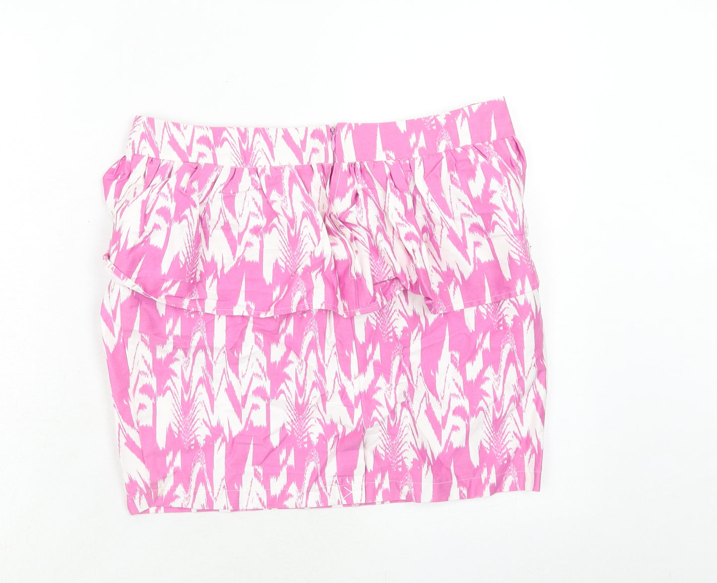 VERO MODA Womens Pink Geometric Cotton Bandage Skirt Size 12 Zip