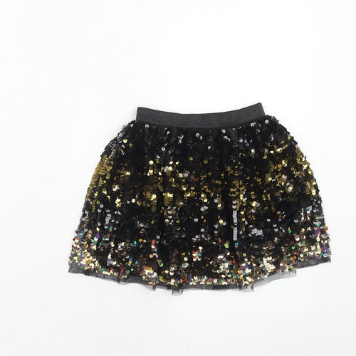 NEXT Girls Black Polyester Skater Skirt Size 4 Years Regular Pull On