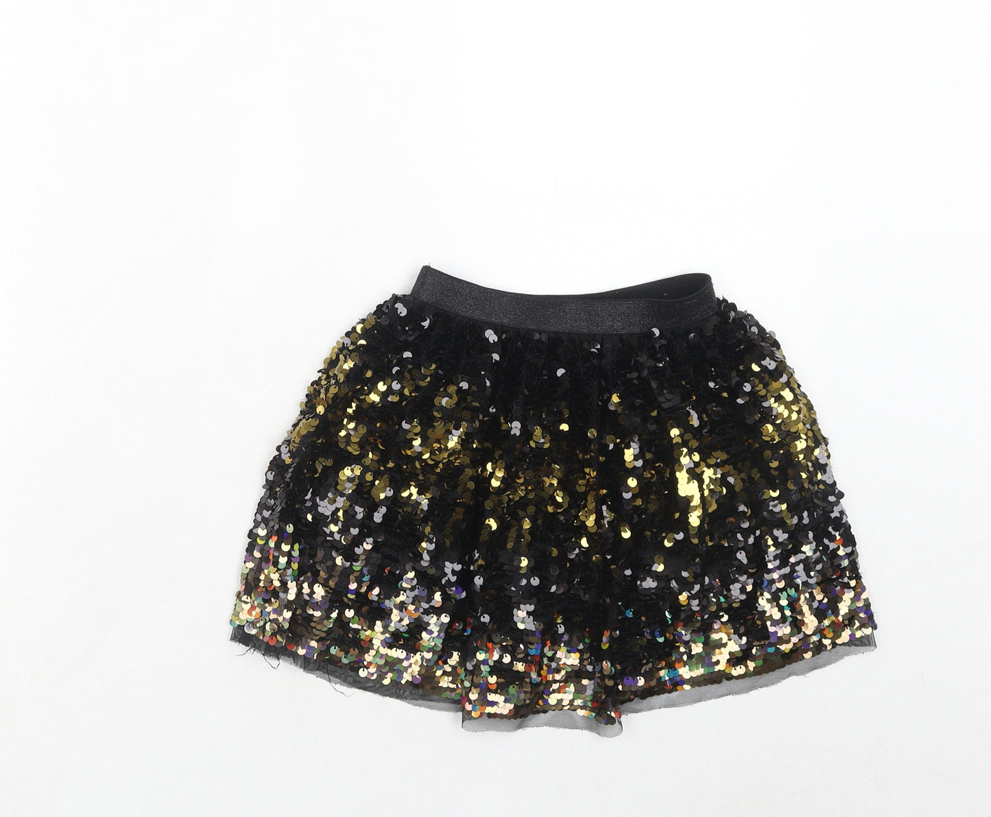 NEXT Girls Black Polyester Skater Skirt Size 4 Years Regular Pull On