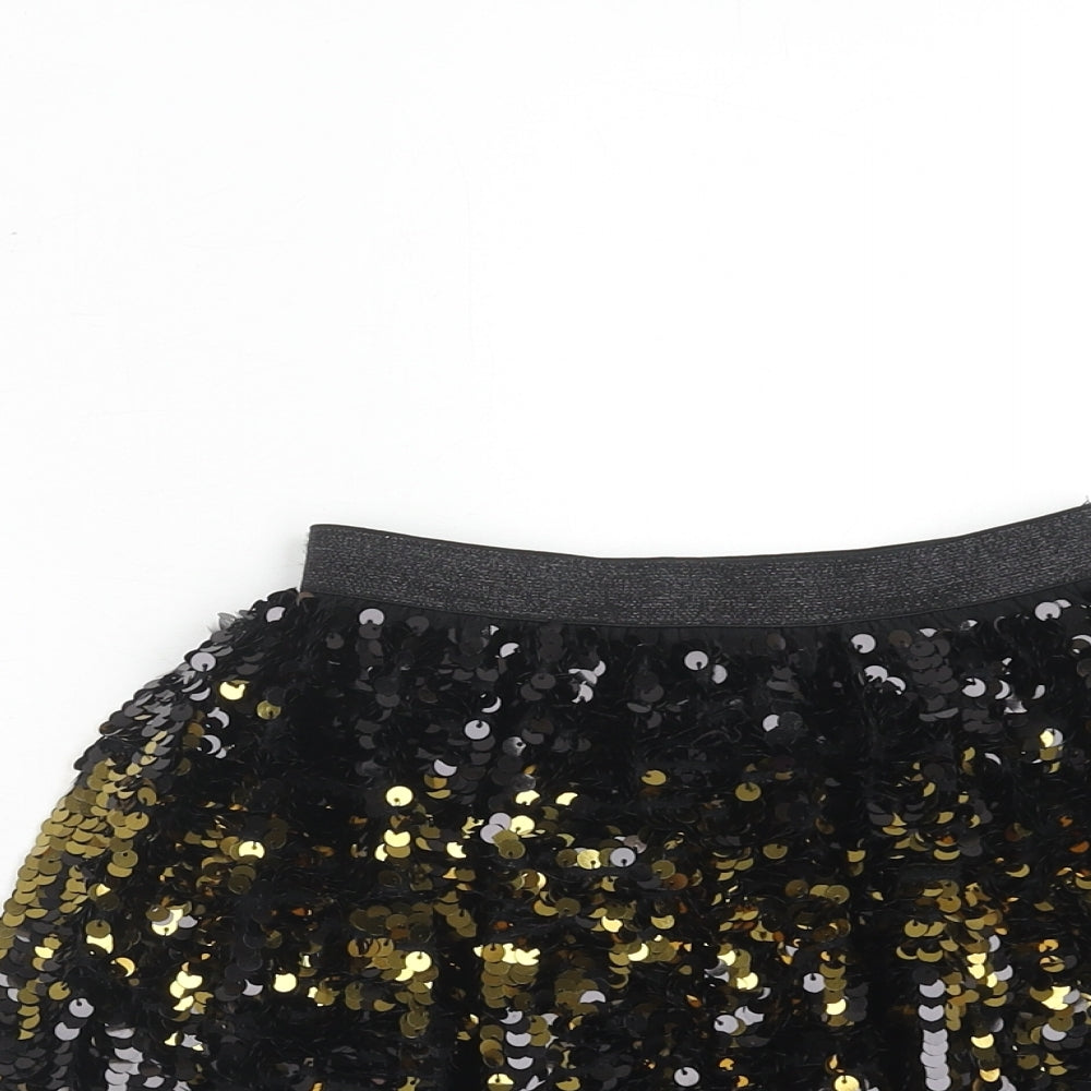 NEXT Girls Black Polyester Skater Skirt Size 4 Years Regular Pull On