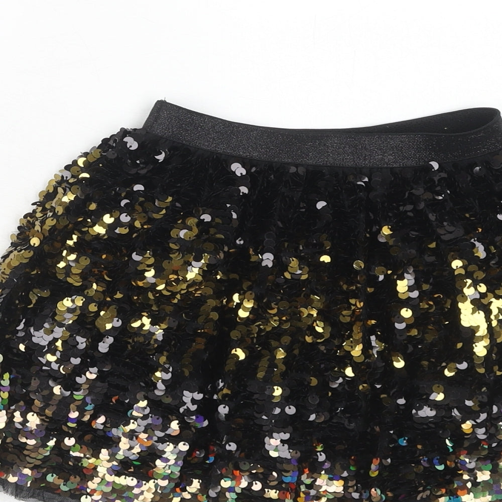 NEXT Girls Black Polyester Skater Skirt Size 4 Years Regular Pull On