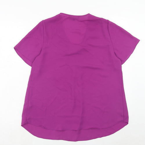Bonmarché Womens Purple Polyester Basic Blouse Size 12 V-Neck