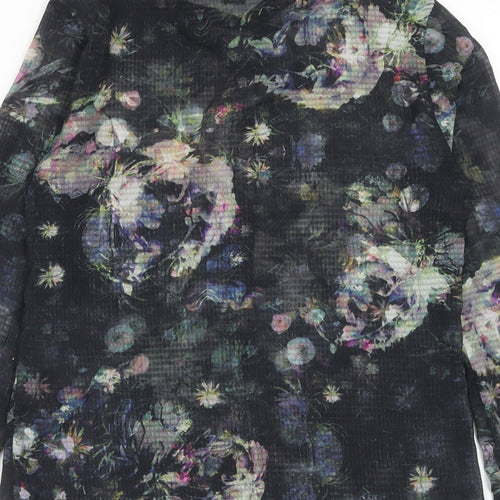 H&M Womens Multicoloured Geometric Polyester Basic Button-Up Size 8 Collared