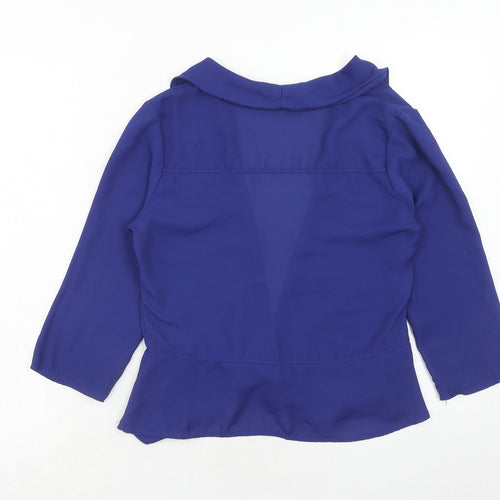Abollria Womens Blue Polyester Kimono Blouse Size S V-Neck