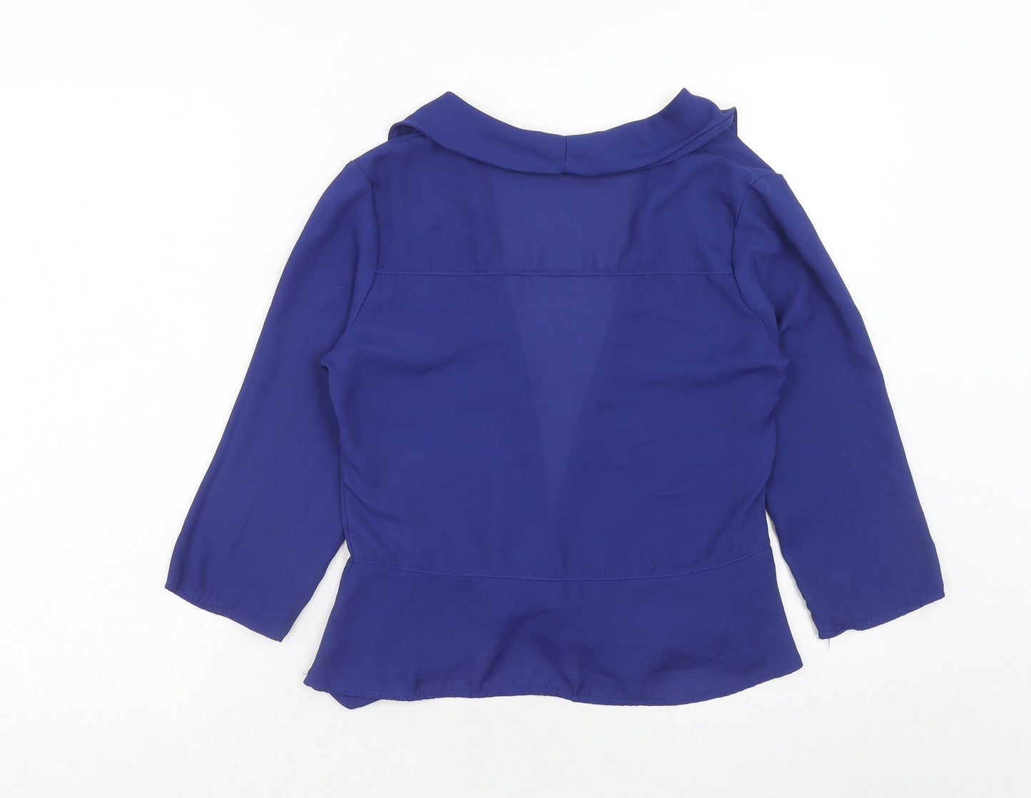Abollria Womens Blue Polyester Kimono Blouse Size S V-Neck
