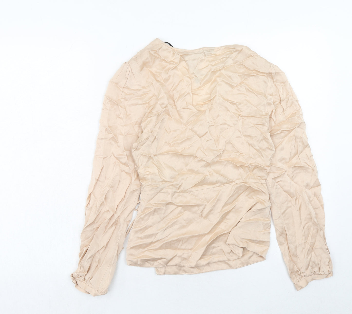 Zara Womens Beige Viscose Wrap Blouse Size XS V-Neck