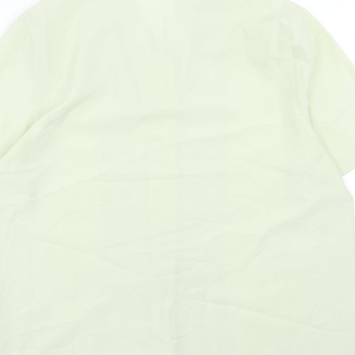 Basic Essentials Womens Green Floral Polyester Basic Button-Up Size 14 Collared
