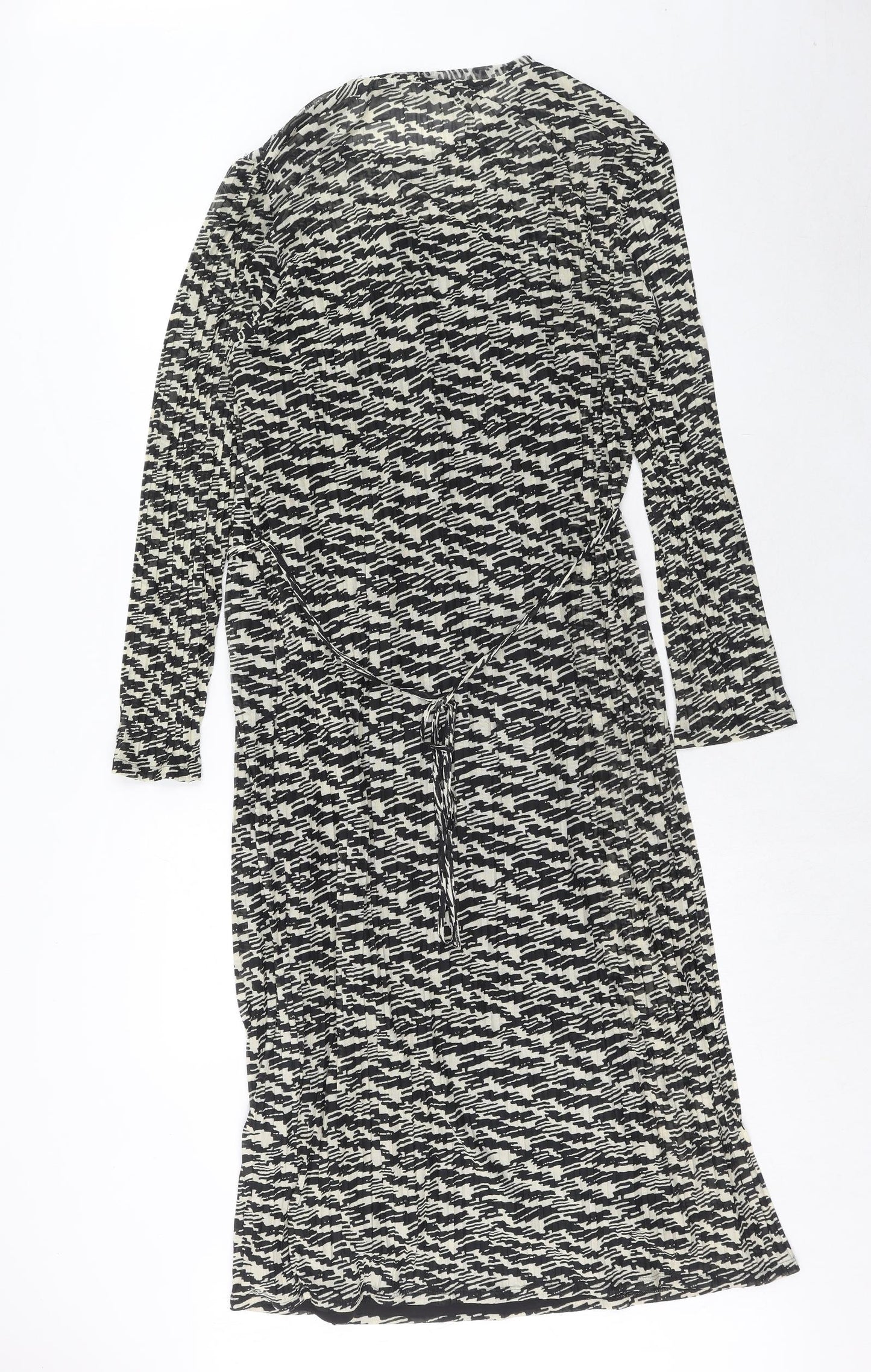 Marks and Spencer Womens Black Geometric Polyester Maxi Size 20 Boat Neck Pullover