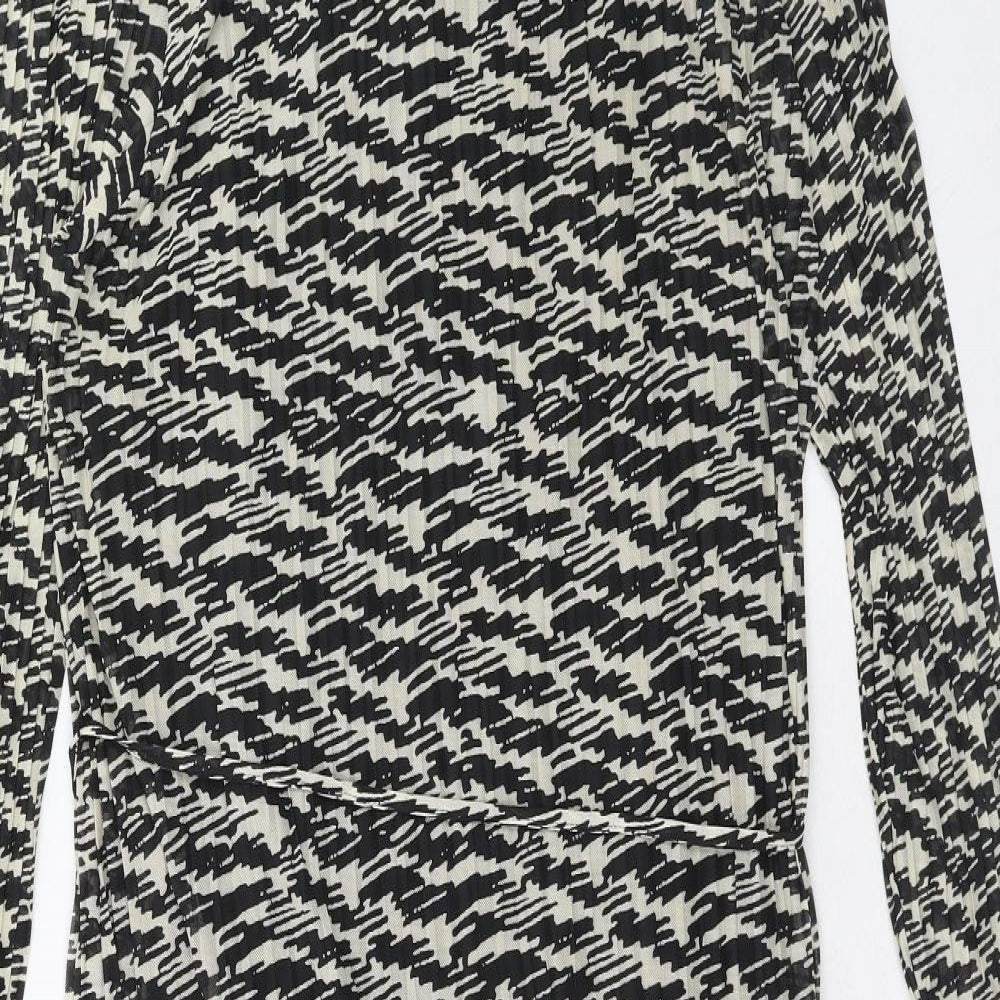 Marks and Spencer Womens Black Geometric Polyester Maxi Size 20 Boat Neck Pullover