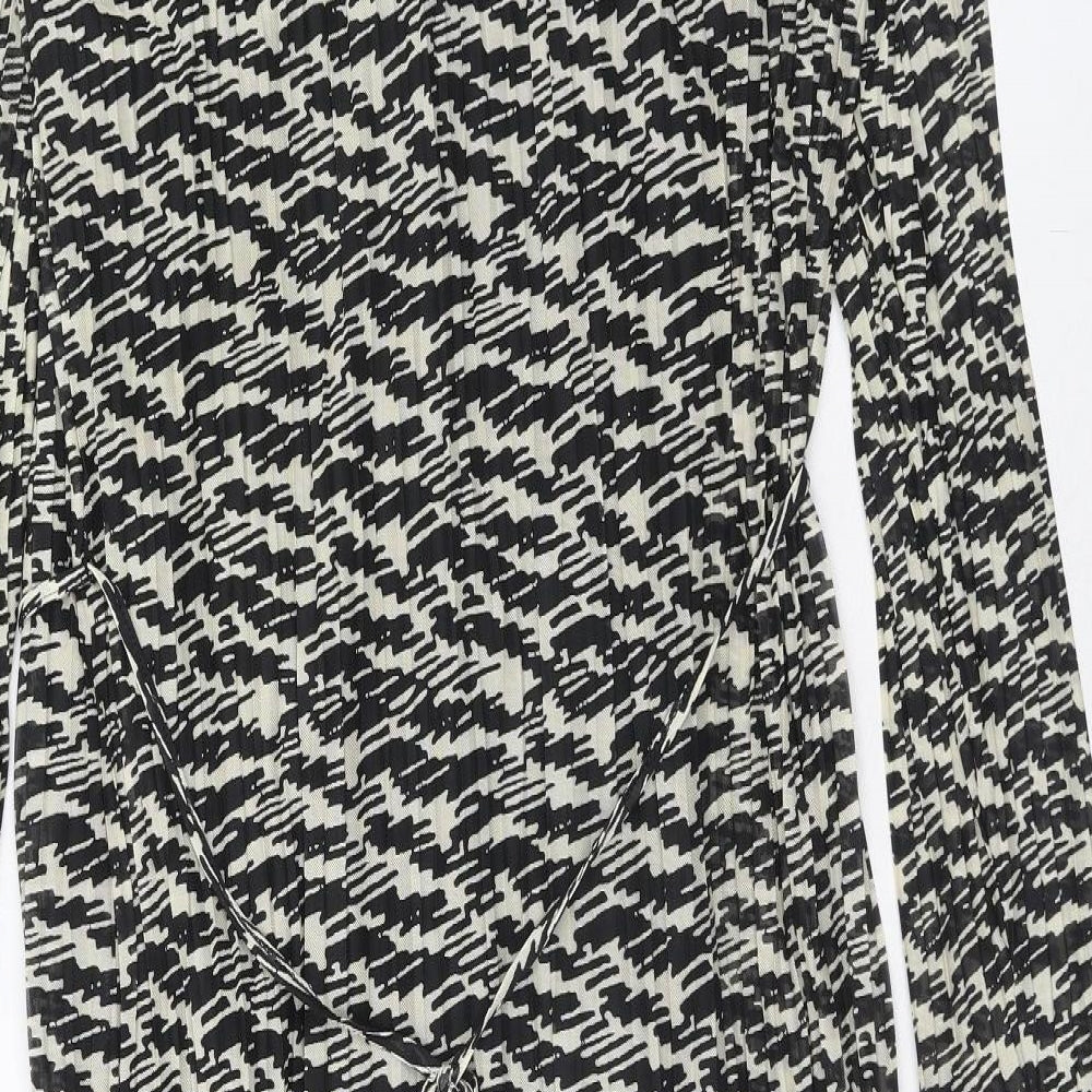Marks and Spencer Womens Black Geometric Polyester Maxi Size 20 Boat Neck Pullover