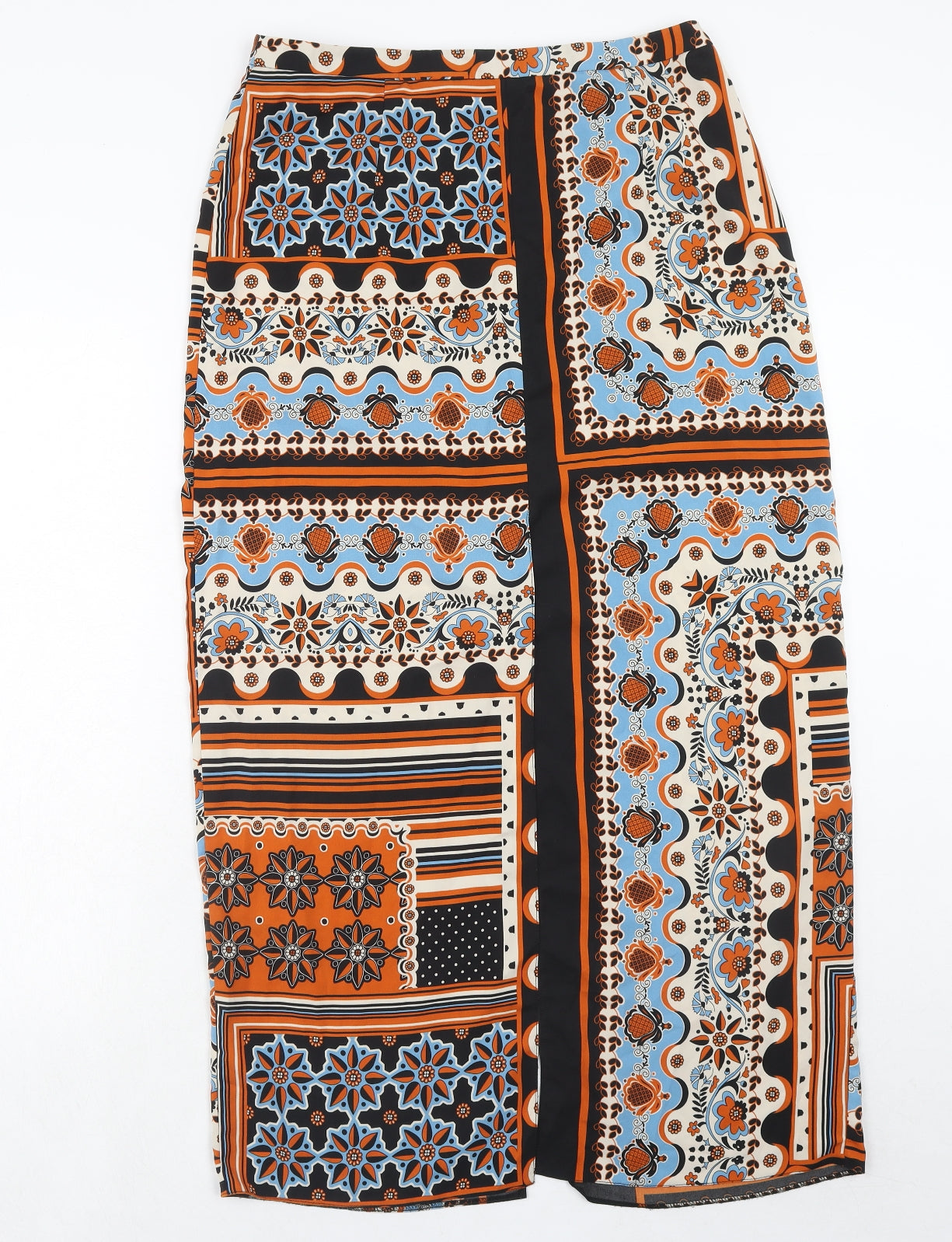 River Island Womens Multicoloured Geometric Polyester Peasant Skirt Size 12 Zip